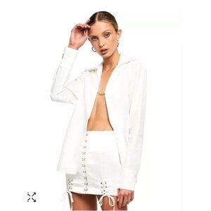 NWT Lioness Barely There 100% Cotton Shirt In White Size Large MSRP $79